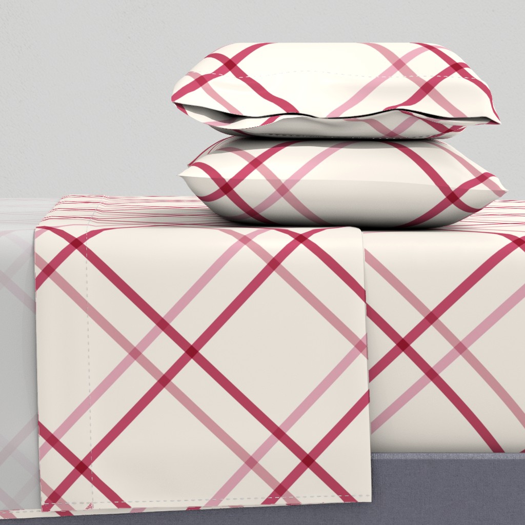 Diagonal Crisscross Stripes Modern Minimalist Bias Lines & Checks in Pink — sheet-set