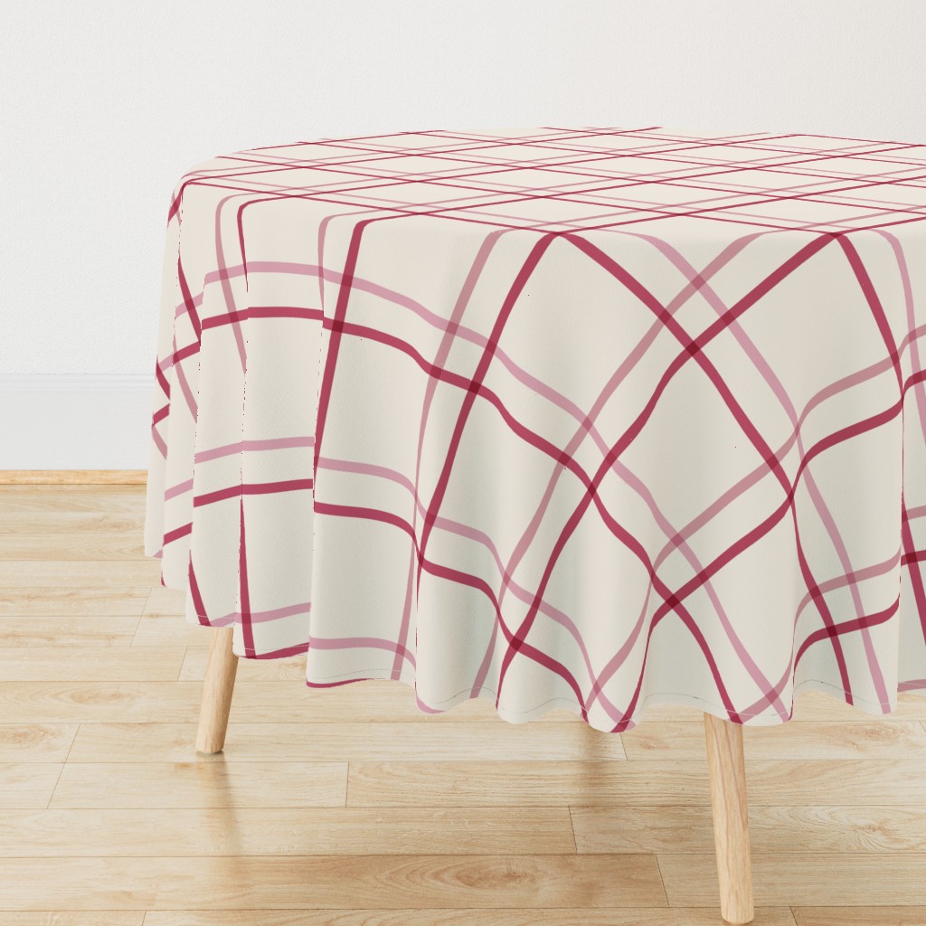 Diagonal Crisscross Stripes Modern Minimalist Bias Lines & Checks in Pink — tablecloth