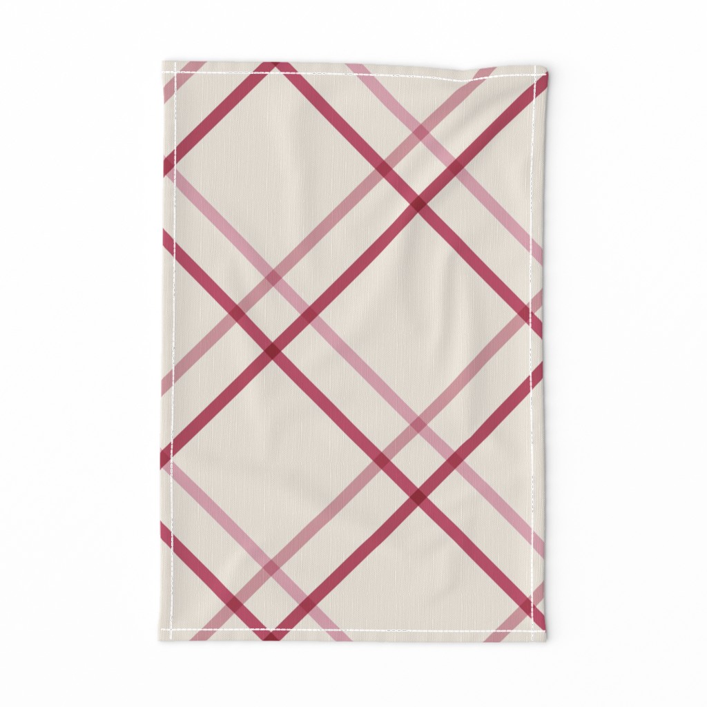 Diagonal Crisscross Stripes Modern Minimalist Bias Lines & Checks in Pink — tea-towel