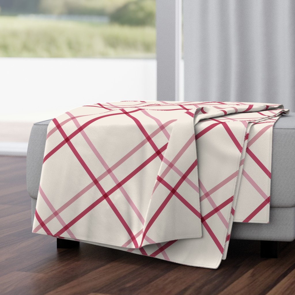 Diagonal Crisscross Stripes Modern Minimalist Bias Lines & Checks in Pink — throw-blanket