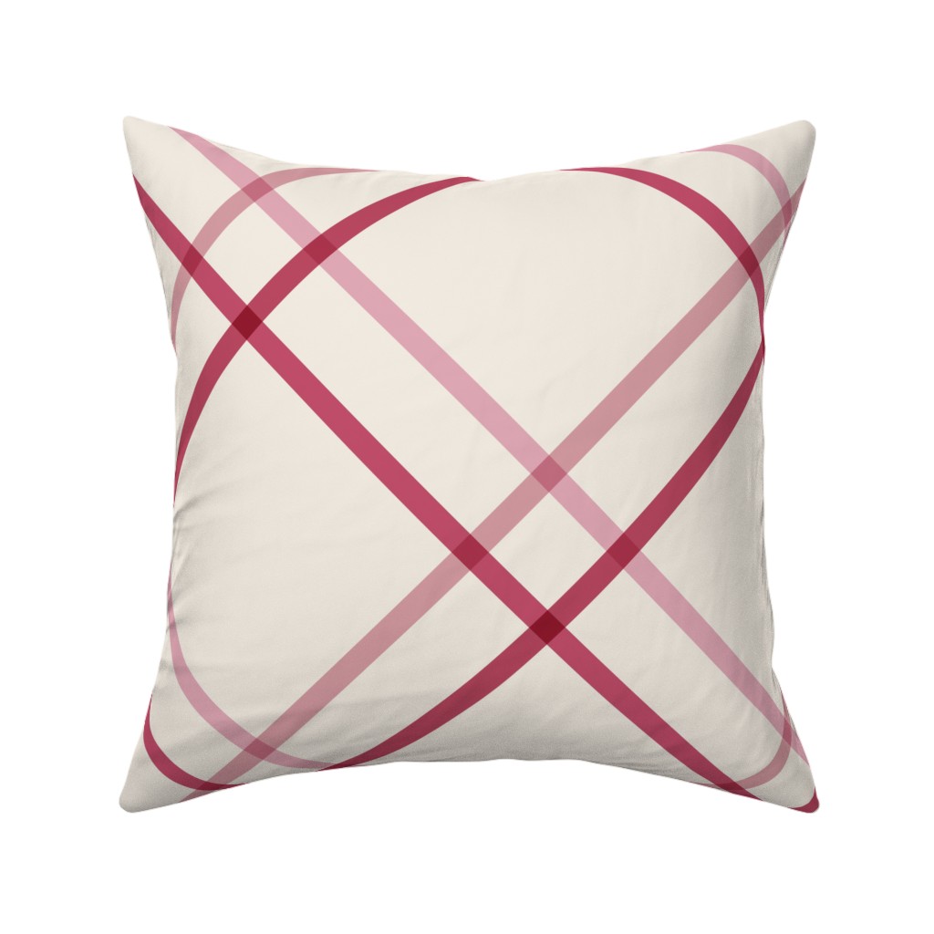 Diagonal Crisscross Stripes Modern Minimalist Bias Lines & Checks in Pink — throw-pillow