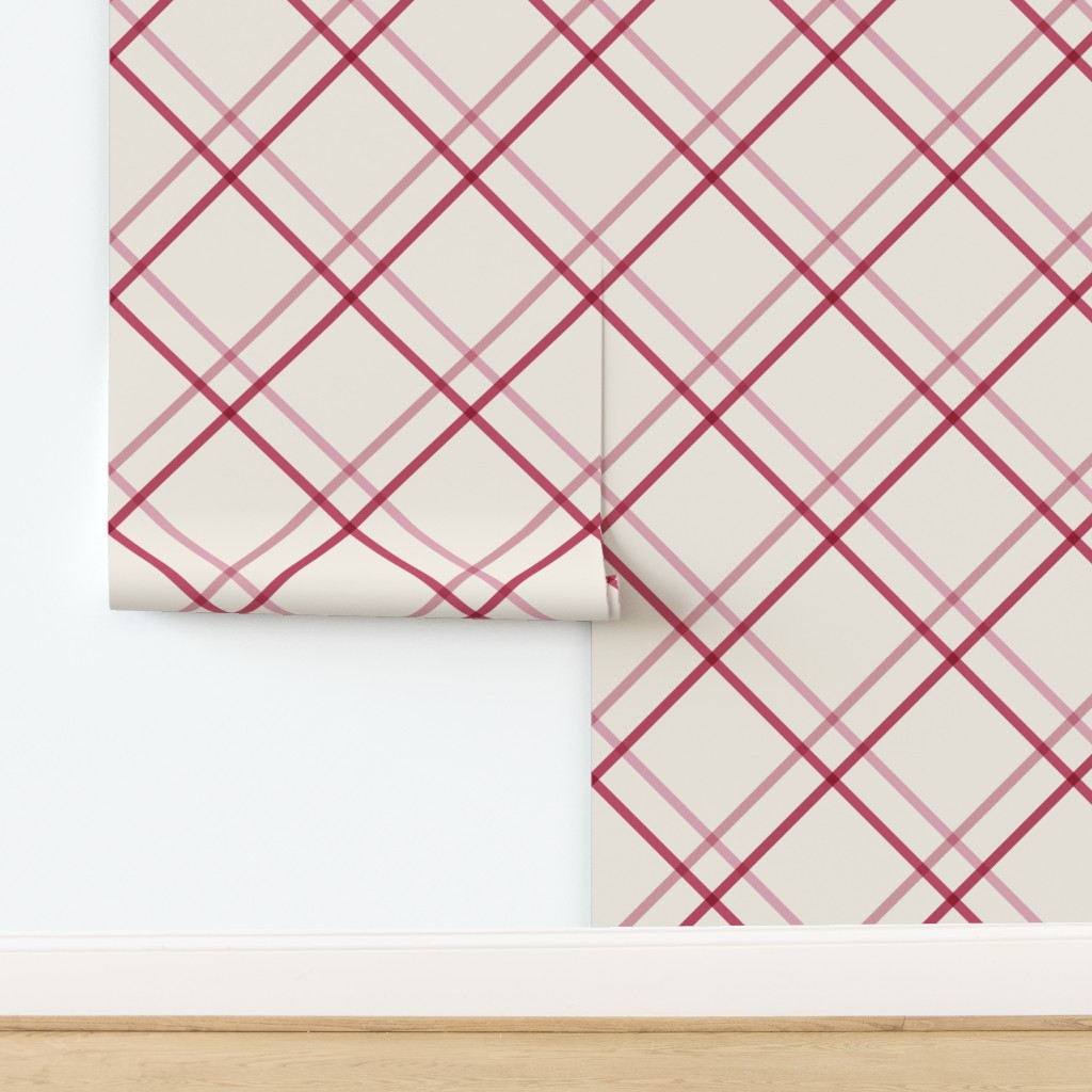 Diagonal Crisscross Stripes Modern Minimalist Bias Lines & Checks in Pink — wallpaper