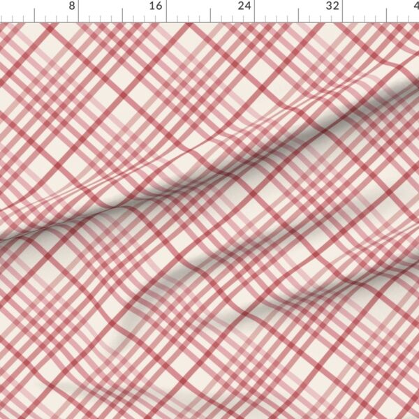 Diagonal Tartan Plaid Check Monochrome Crossweave Stripes in Watermelon