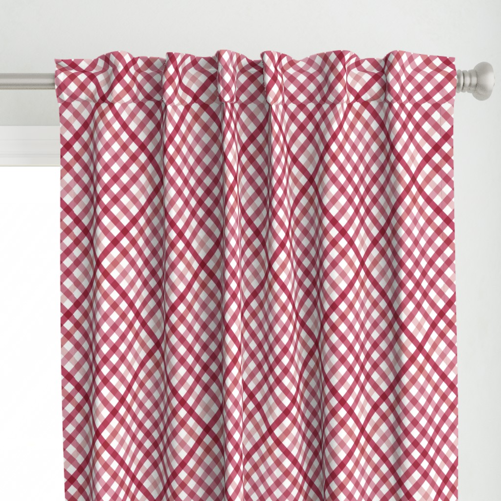 Diagonal Tartan Plaid Check Crimson Crossweave Stripes & Lines in Cherry — curtains