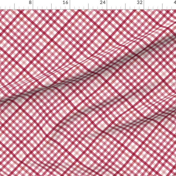 Diagonal Tartan Plaid Check Crimson Crossweave Stripes & Lines in Cherry