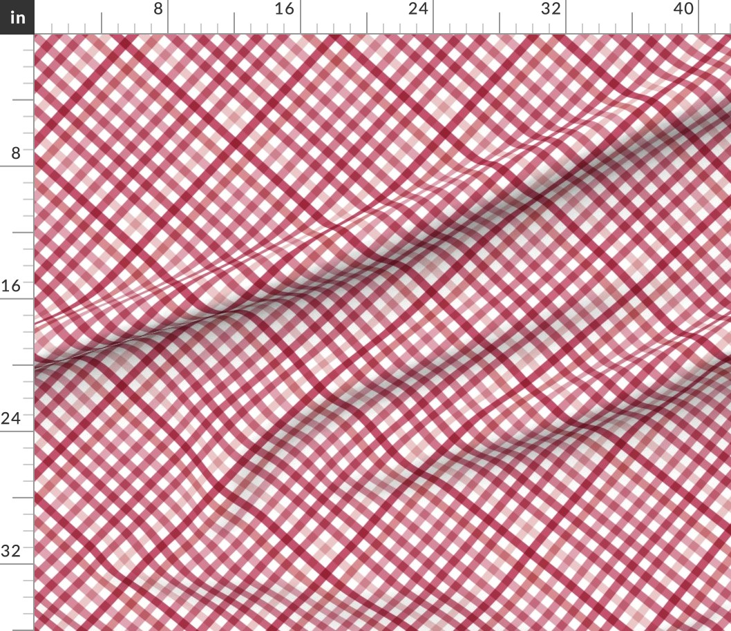 Diagonal Tartan Plaid Check Crimson Crossweave Stripes & Lines in Cherry