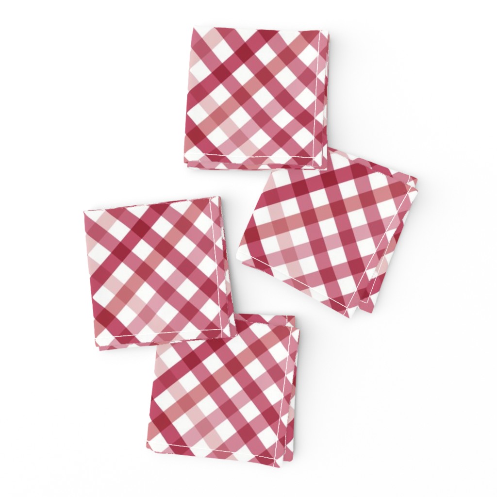 Diagonal Tartan Plaid Check Crimson Crossweave Stripes & Lines in Cherry — napkin