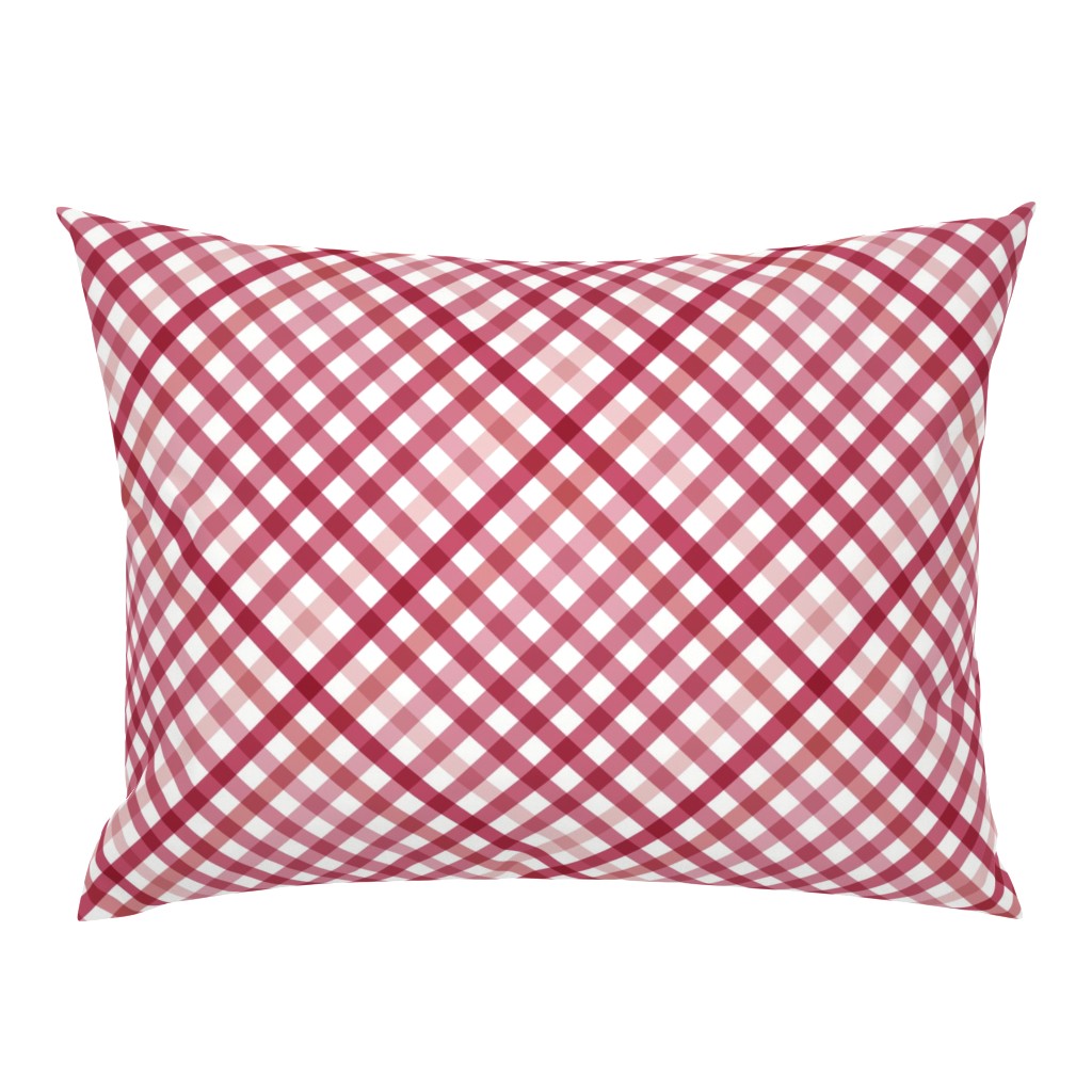 Diagonal Tartan Plaid Check Crimson Crossweave Stripes & Lines in Cherry — pillow-sham