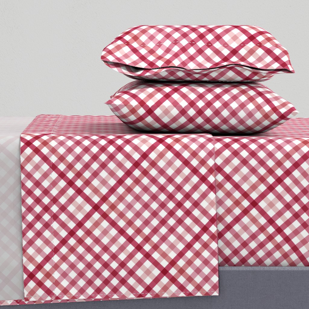 Diagonal Tartan Plaid Check Crimson Crossweave Stripes & Lines in Cherry — sheet-set