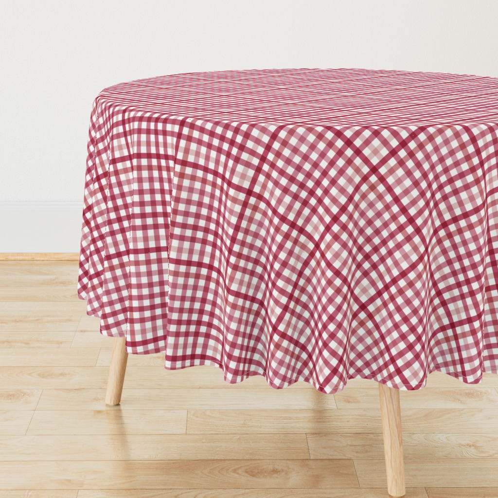 Diagonal Tartan Plaid Check Crimson Crossweave Stripes & Lines in Cherry — tablecloth