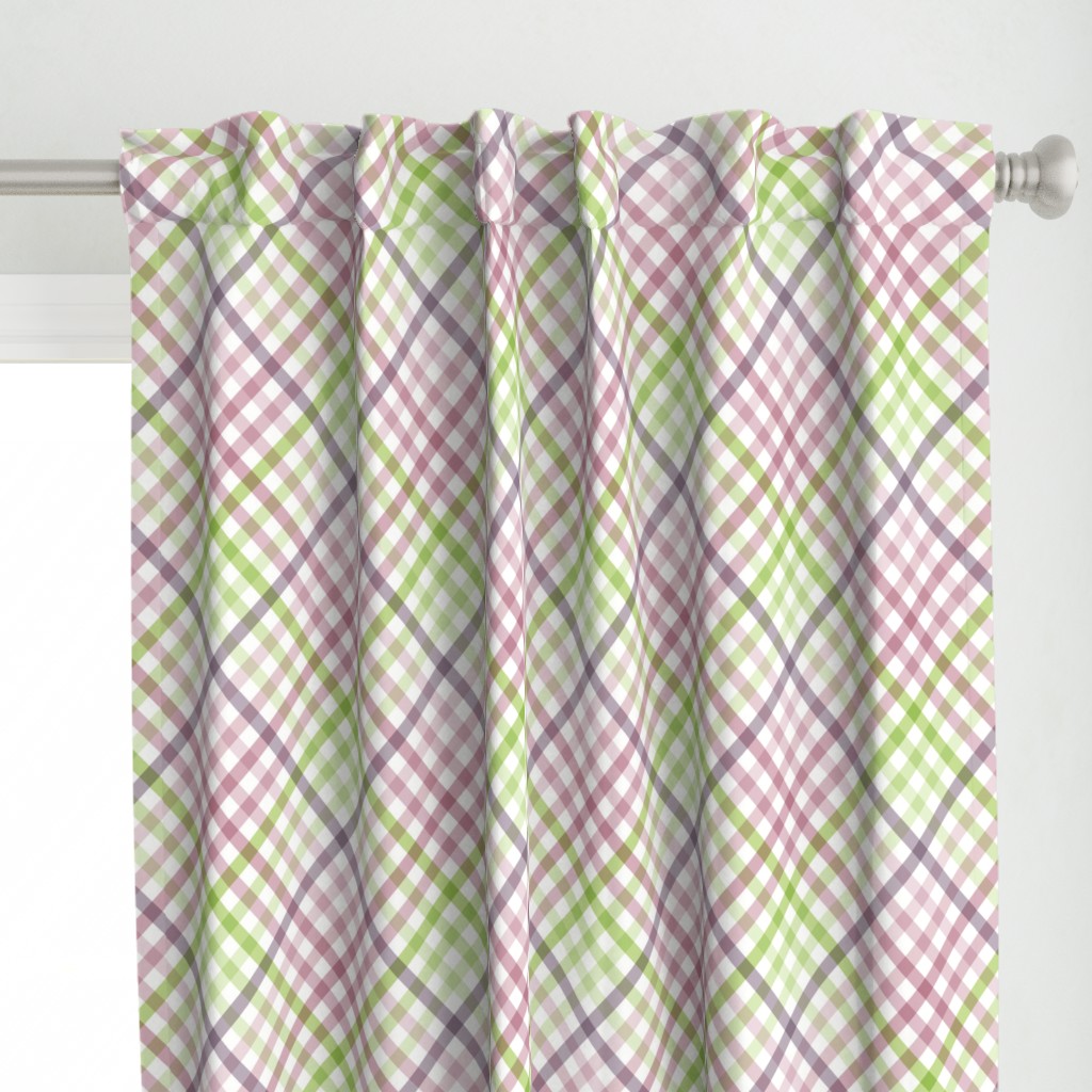 Diagonal Tartan Plaid Check Pastel Crossweave Stripes & Lines in Orchid — curtains