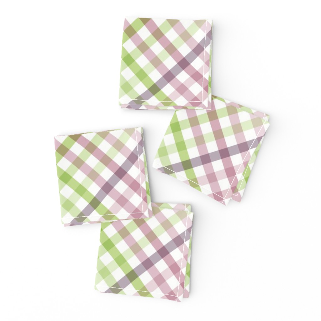 Diagonal Tartan Plaid Check Pastel Crossweave Stripes & Lines in Orchid — napkin