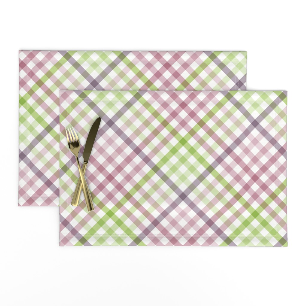 Diagonal Tartan Plaid Check Pastel Crossweave Stripes & Lines in Orchid — placemat