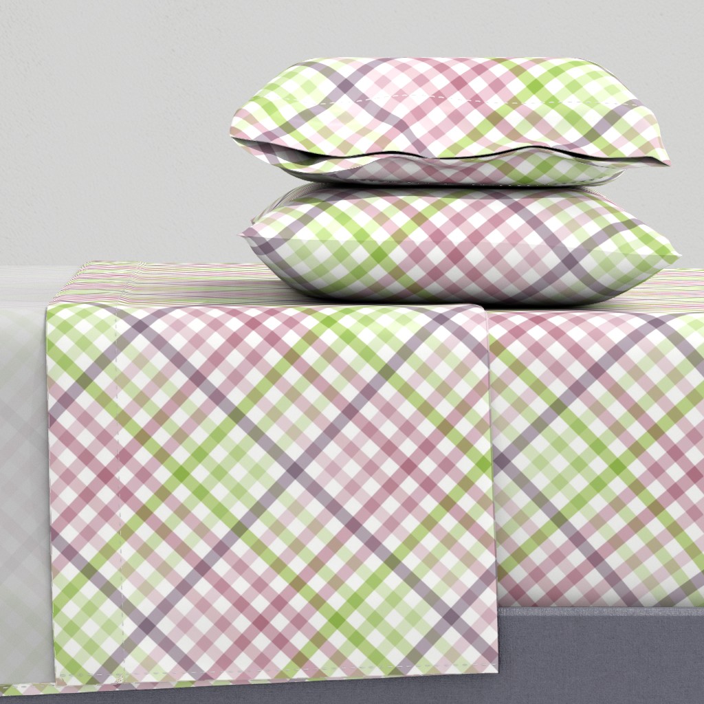 Diagonal Tartan Plaid Check Pastel Crossweave Stripes & Lines in Orchid — sheet-set