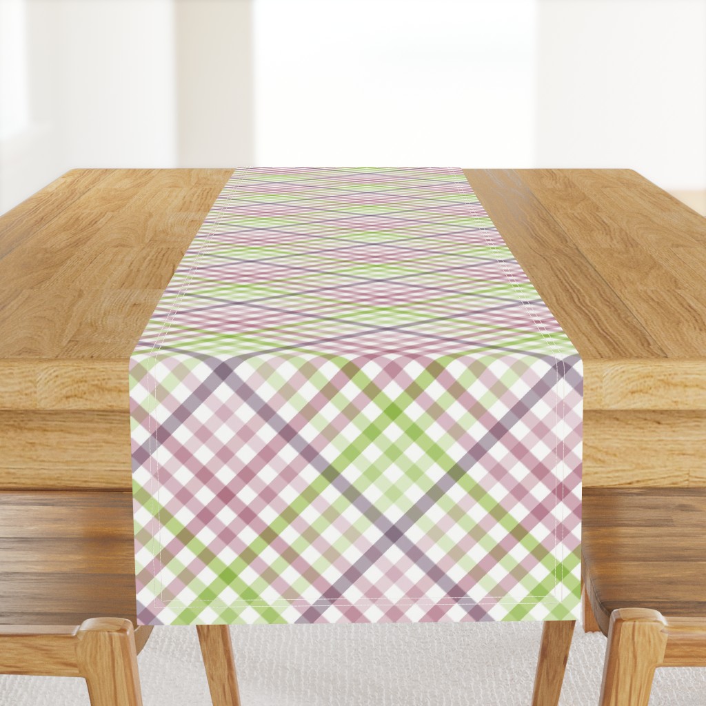 Diagonal Tartan Plaid Check Pastel Crossweave Stripes & Lines in Orchid — table-runner