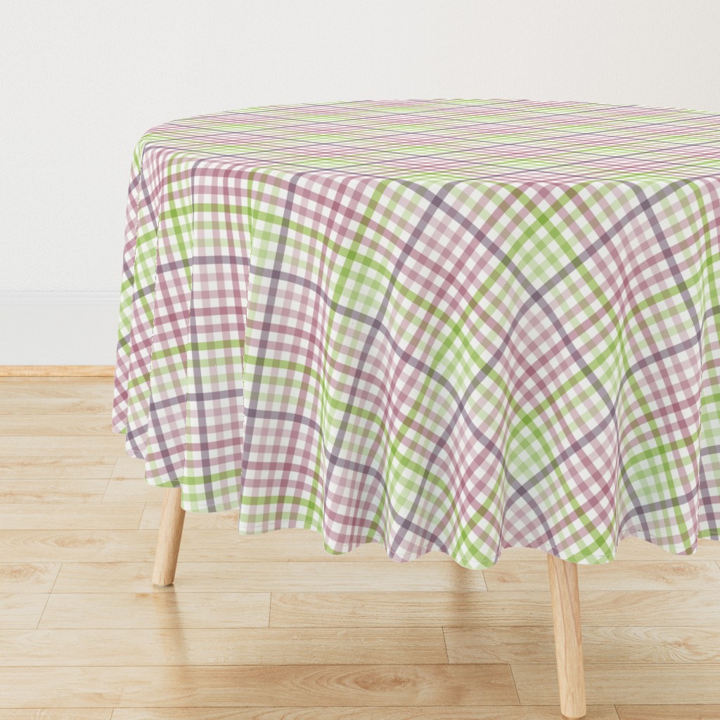 Diagonal Tartan Plaid Check Pastel Crossweave Stripes & Lines in Orchid — tablecloth