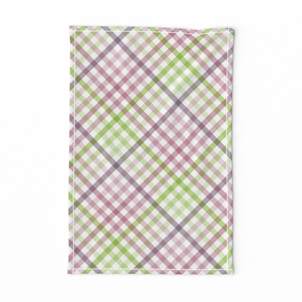 Diagonal Tartan Plaid Check Pastel Crossweave Stripes & Lines in Orchid — tea-towel