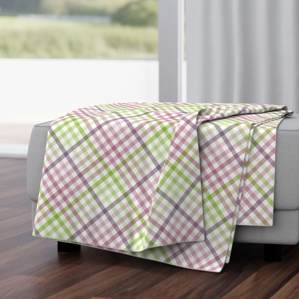 Diagonal Tartan Plaid Check Pastel Crossweave Stripes & Lines in Orchid — throw-blanket