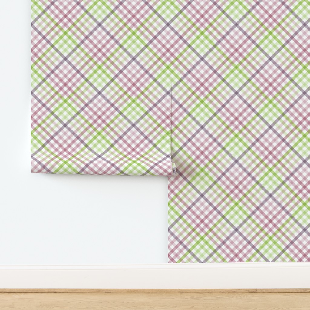 Diagonal Tartan Plaid Check Pastel Crossweave Stripes & Lines in Orchid — wallpaper