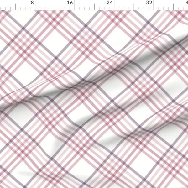 Diagonal Tartan Plaid Check Delicate Crossweave Stripes & Lines in Blush
