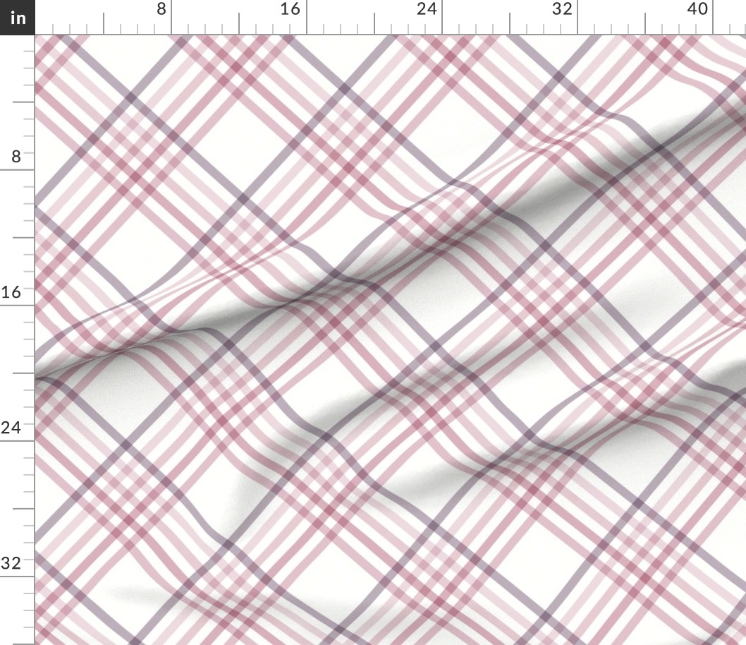 Diagonal Tartan Plaid Check Delicate Crossweave Stripes & Lines in Blush
