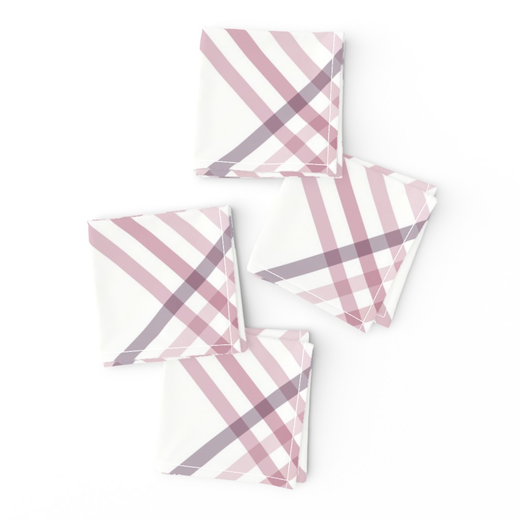 Diagonal Tartan Plaid Check Delicate Crossweave Stripes & Lines in Blush — napkin