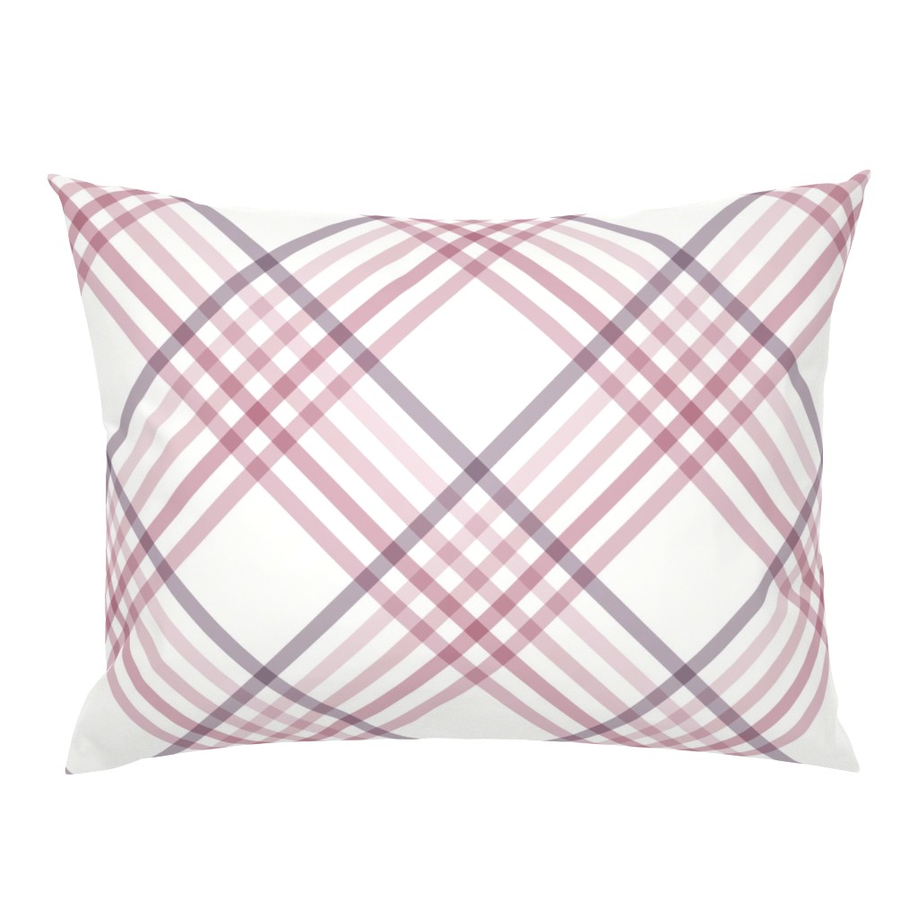 Diagonal Tartan Plaid Check Delicate Crossweave Stripes & Lines in Blush — pillow-sham
