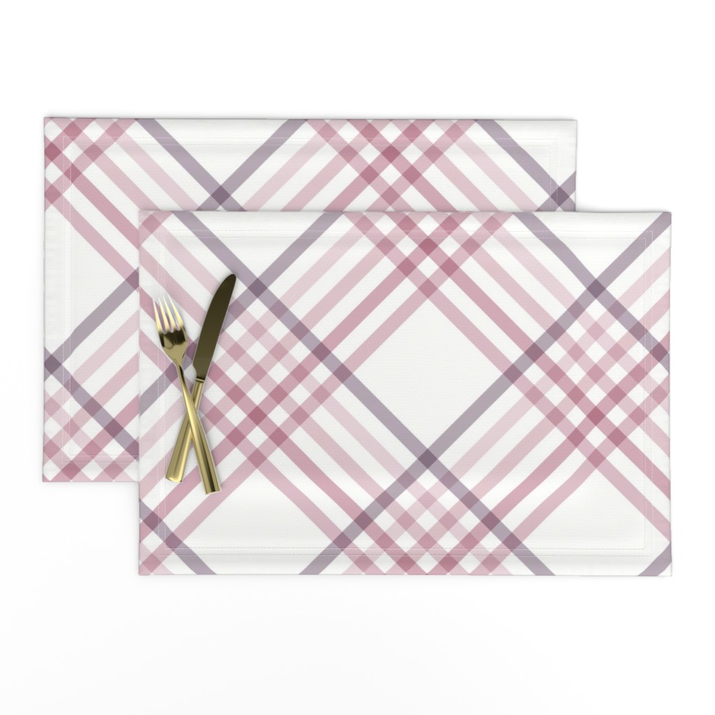 Diagonal Tartan Plaid Check Delicate Crossweave Stripes & Lines in Blush — placemat