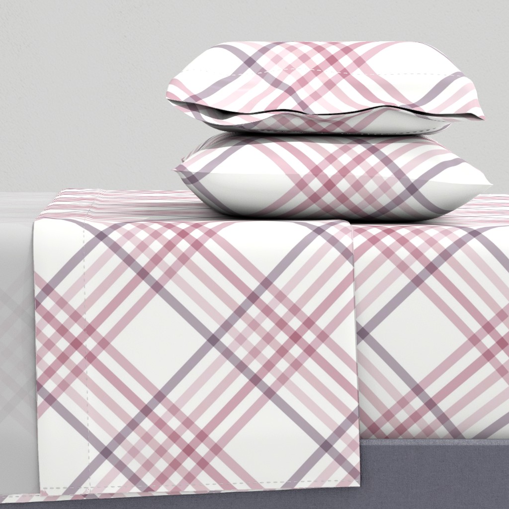 Diagonal Tartan Plaid Check Delicate Crossweave Stripes & Lines in Blush — sheet-set