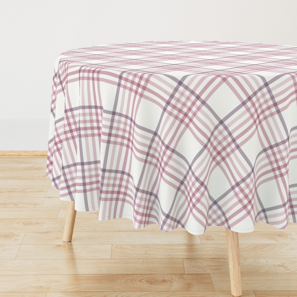 Diagonal Tartan Plaid Check Delicate Crossweave Stripes & Lines in Blush — tablecloth