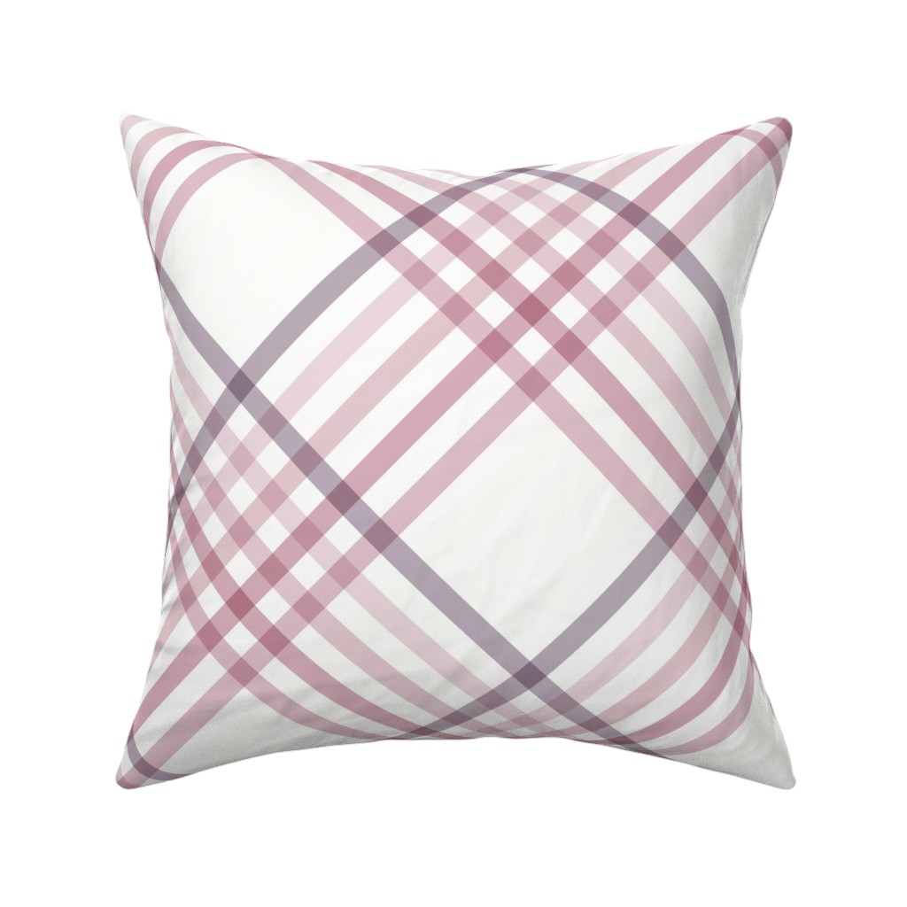 Diagonal Tartan Plaid Check Delicate Crossweave Stripes & Lines in Blush — throw-pillow