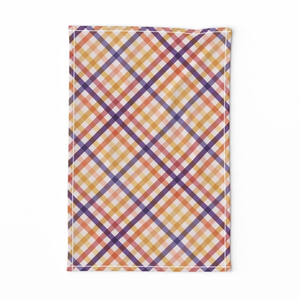 Diagonal Tartan Plaid Check Autumn Crossweave Stripes & Lines in Autumn — tea-towel