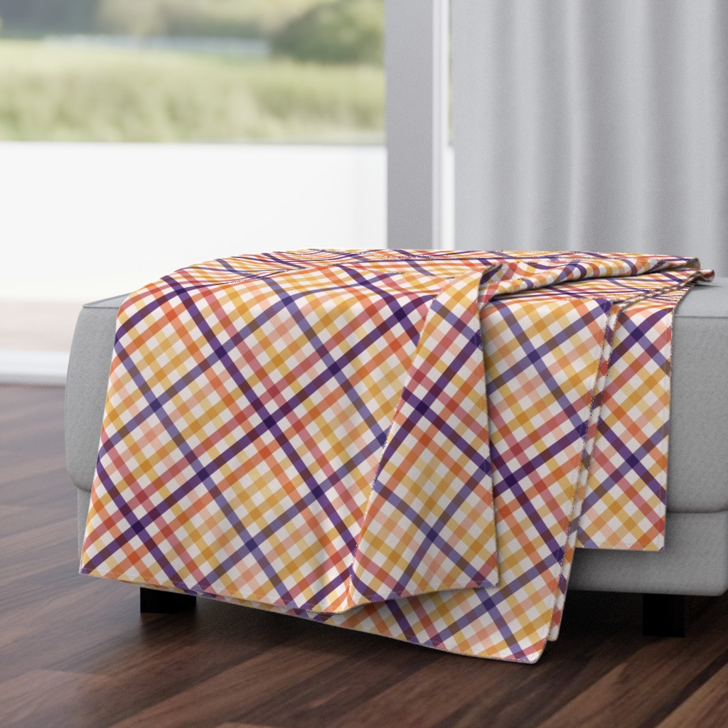 Diagonal Tartan Plaid Check Autumn Crossweave Stripes & Lines in Autumn — throw-blanket