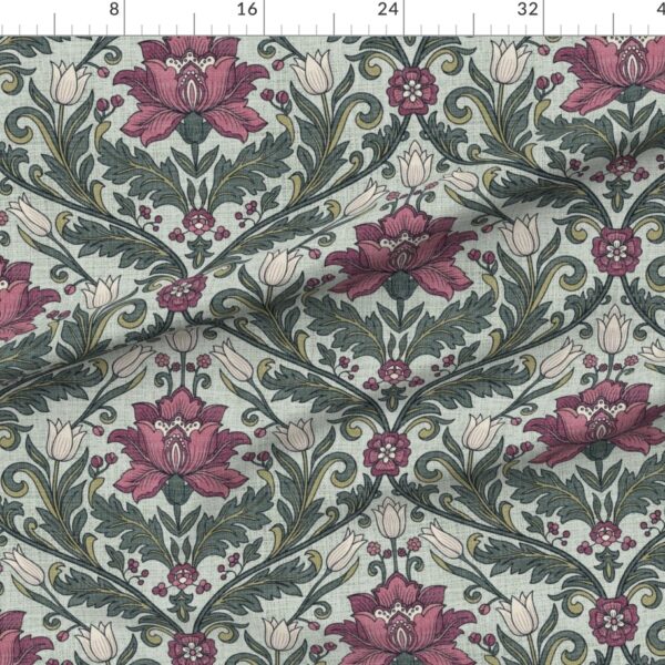 Victorian Botanical Tulip Damask Acanthus Floral Trellis Wallpaper in Plum Victorian Botanical Tulip Damask Acanthus Floral Trellis Wallpaper in Plum