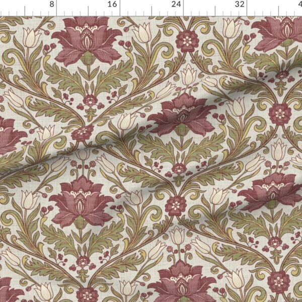 Romantic Victorian Tulip Damask Acanthus Floral Trellis Wallpaper in Rose Romantic Victorian Tulip Damask Acanthus Floral Trellis Wallpaper in Rose