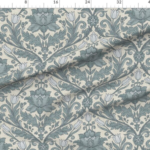 Victorian Botanical Tulip Damask Acanthus Floral Trellis Wallpaper in Slate Victorian Botanical Tulip Damask Acanthus Floral Trellis Wallpaper in Slate