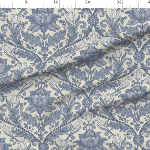 William Morris Tulip Damask Acanthus Floral Trellis Wallpaper in Indigo William Morris Tulip Damask Acanthus Floral Trellis Wallpaper in Indigo