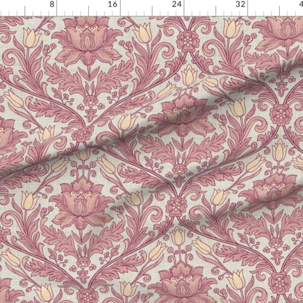 William Morris Tulip Damask Acanthus Floral Trellis Wallpaper in Mauve William Morris Tulip Damask Acanthus Floral Trellis Wallpaper in Mauve
