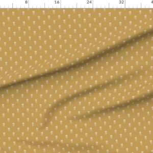 rustic-block-print-tulip-folk-floral-medium-scale-linen-texture-ochre-wheat