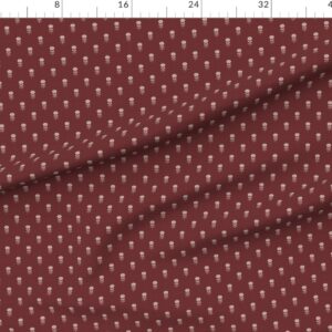rustic-block-print-tulip-folk-floral-medium-scale-linen-texture-garnet-red