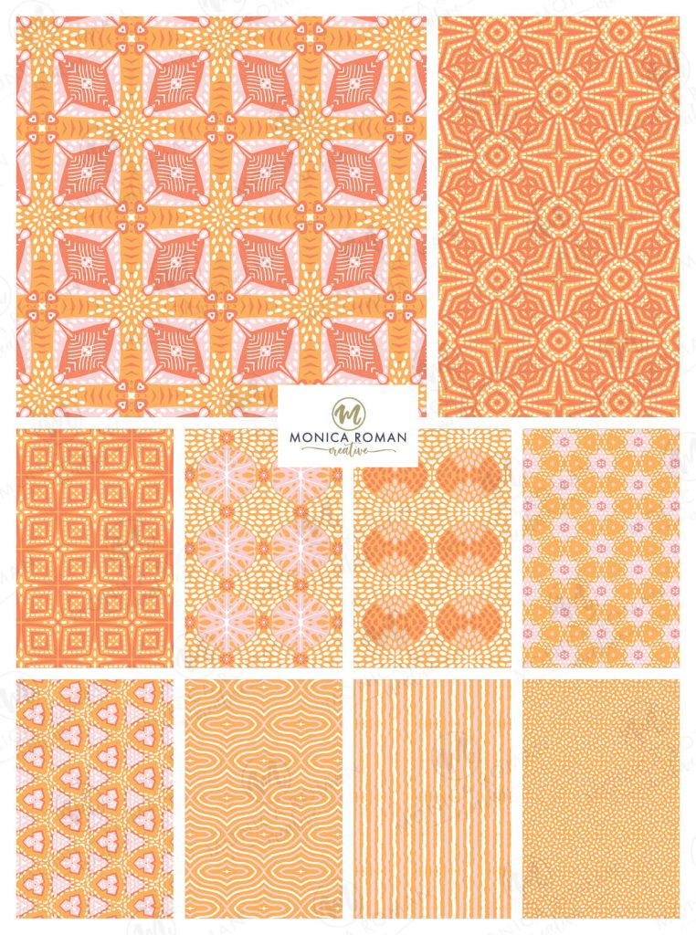 MR23030-Boho Geometry Spring - Sunlit Orange & Pink Moroccan Tiles